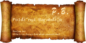 Polónyi Barabás névjegykártya